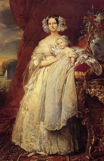 Franz Xaver Winterhalter Portrait of Helena of Mecklemburg-Schwerin, Duchess of Orleans with her son the Count of Paris oil painting image
